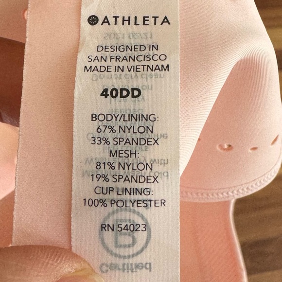 Athleta Womens Light Pink Lined Adjustable Straps Cross Back Sports Bra Sz. 40DD - Picture 6 of 6